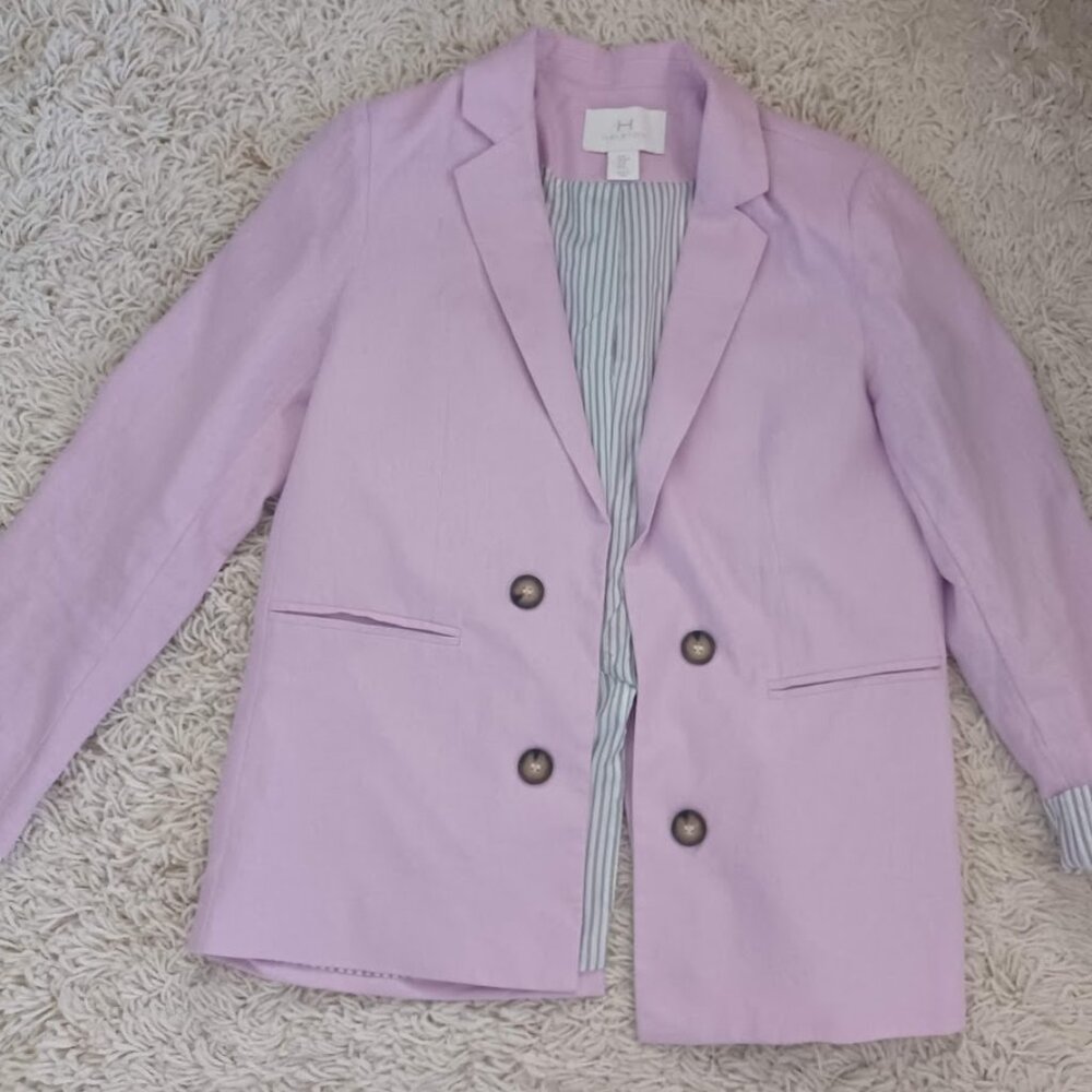 Halston Heritage Lilac Double-Breasted Blazer